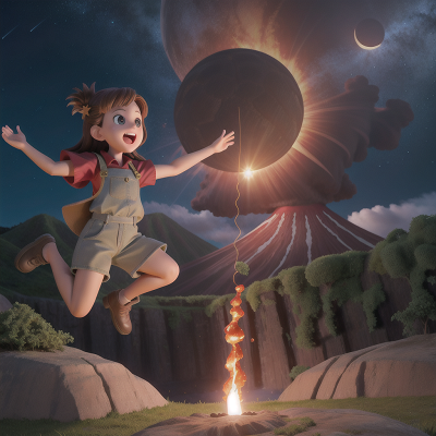 Image For Post Anime, volcano, solar eclipse, stars, jumping, farm, HD, 4K, AI Generated Art
