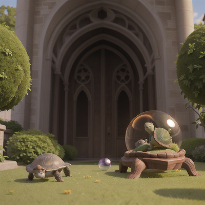 Image For Post Anime, surprise, cathedral, crystal ball, garden, turtle, HD, 4K, AI Generated Art