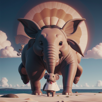 Image For Post Anime, solar eclipse, fog, elephant, beach, rabbit, HD, 4K, AI Generated Art
