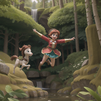 Image For Post Anime, enchanted forest, knights, jumping, waterfall, bravery, HD, 4K, AI Generated Art