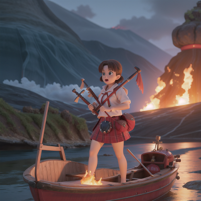 Image For Post Anime, bagpipes, fish, volcano, angel, boat, HD, 4K, AI Generated Art