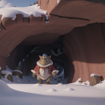 Image For Post Anime, snow, cave, dog, ogre, fish, HD, 4K, AI Generated Art