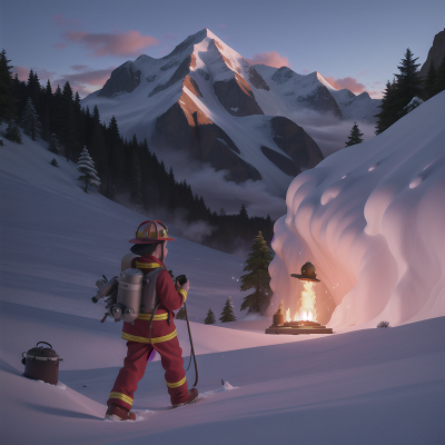 Image For Post Anime, firefighter, avalanche, mountains, witch, camera, HD, 4K, AI Generated Art