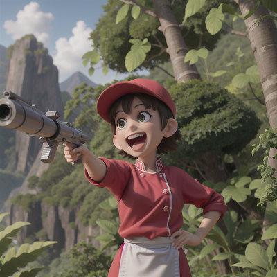Image For Post Anime, chef, laughter, jungle, mountains, laser gun, HD, 4K, AI Generated Art