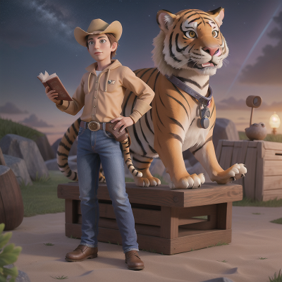 Image For Post Anime, cowboys, book, tiger, space, mermaid, HD, 4K, AI Generated Art