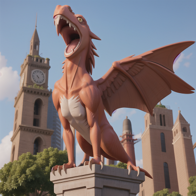 Image For Post Anime, pterodactyl, statue, pirate, skyscraper, tower, HD, 4K, AI Generated Art