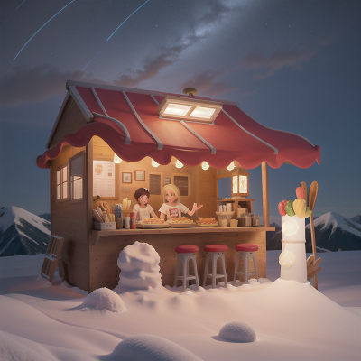 Image For Post Anime, hot dog stand, desert, snow, space, lamp, HD, 4K, AI Generated Art