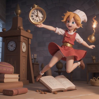 Image For Post Anime, clock, spell book, jumping, pharaoh, chef, HD, 4K, AI Generated Art