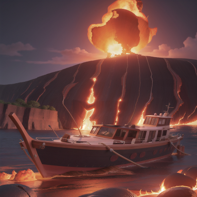 Image For Post Anime, boat, lava, anger, city, drought, HD, 4K, AI Generated Art