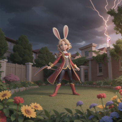 Image For Post Anime, school, garden, rabbit, thunder, villain, HD, 4K, AI Generated Art