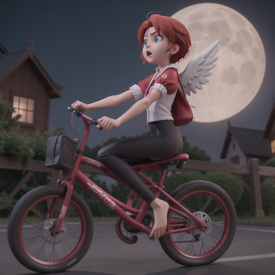 Image For Post Anime, moonlight, anger, bicycle, angel, surprise, HD, 4K, AI Generated Art