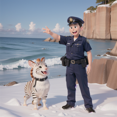 Image For Post Anime, laughter, ocean, snow, zebra, police officer, HD, 4K, AI Generated Art