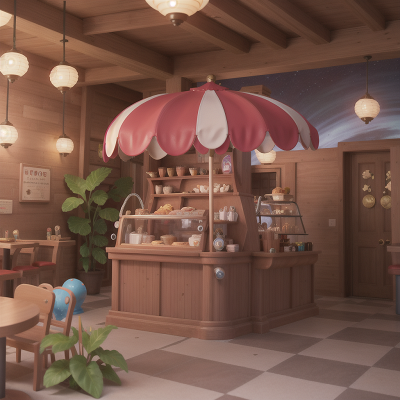 Image For Post Anime, ice cream parlor, key, umbrella, treasure chest, space station, HD, 4K, AI Generated Art