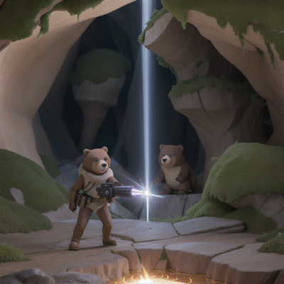 Image For Post Anime, drought, laser gun, bear, cave, knights, HD, 4K, AI Generated Art