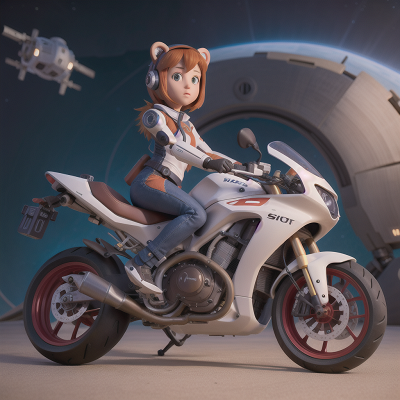 Image For Post Anime, bear, suspicion, space station, motorcycle, robot, HD, 4K, AI Generated Art