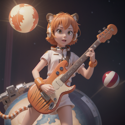 Image For Post Anime, space station, force field, electric guitar, tiger, crystal ball, HD, 4K, AI Generated Art