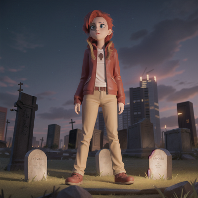 Image For Post Anime, musician, skyscraper, space, haunted graveyard, zombie, HD, 4K, AI Generated Art