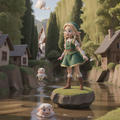 Image For Post Anime, elf, village, river, key, ghost, HD, 4K, AI Generated Art