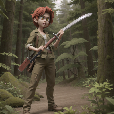 Image For Post Anime, forest, zombie, mechanic, beach, sword, HD, 4K, AI Generated Art
