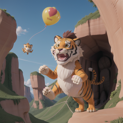 Image For Post Anime, balloon, tiger, cave, wizard, lion, HD, 4K, AI Generated Art