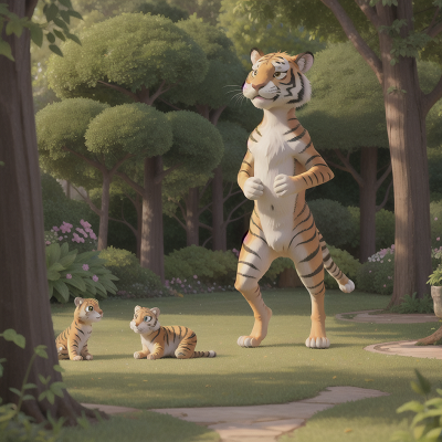 Image For Post Anime, kangaroo, tiger, forest, park, garden, HD, 4K, AI Generated Art