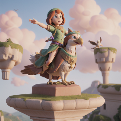 Image For Post Anime, flying carpet, griffin, exploring, statue, bird, HD, 4K, AI Generated Art