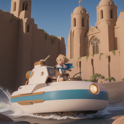 Image For Post Anime, cathedral, key, thunder, desert oasis, hovercraft, HD, 4K, AI Generated Art
