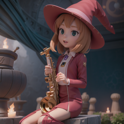 Image For Post Anime, saxophone, rocket, witch's cauldron, romance, space, HD, 4K, AI Generated Art