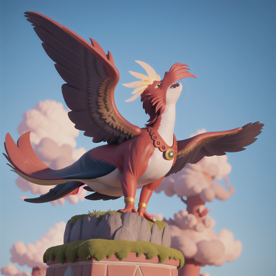 Image For Post Anime, statue, phoenix, wind, whale, village, HD, 4K, AI Generated Art