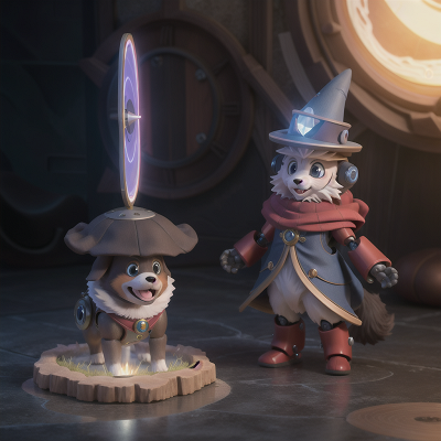Image For Post Anime, force field, robot, enchanted mirror, wizard's hat, dog, HD, 4K, AI Generated Art