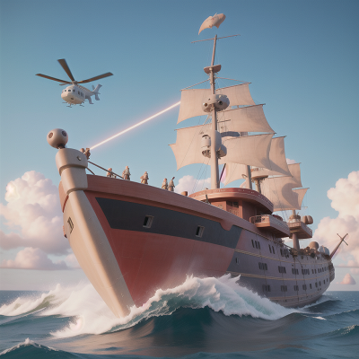 Image For Post Anime, pirate ship, helicopter, laser gun, pterodactyl, hovercraft, HD, 4K, AI Generated Art