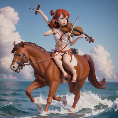 Image For Post Anime, centaur, ocean, helicopter, violin, hero, HD, 4K, AI Generated Art
