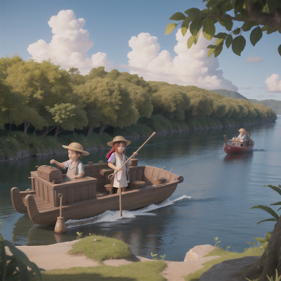 Image For Post Anime, island, river, boat, farmer, doctor, HD, 4K, AI Generated Art