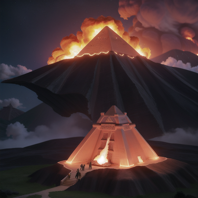 Image For Post Anime, lava, stars, volcano, pyramid, cowboys, HD, 4K, AI Generated Art