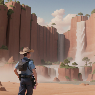 Image For Post Anime, police officer, cowboys, camera, sandstorm, waterfall, HD, 4K, AI Generated Art