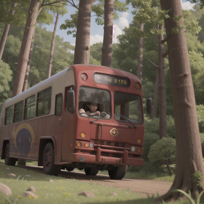 Image For Post Anime, witch, bus, forest, earthquake, flying carpet, HD, 4K, AI Generated Art