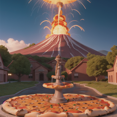 Image For Post Anime, pizza, volcano, fountain, hail, school, HD, 4K, AI Generated Art