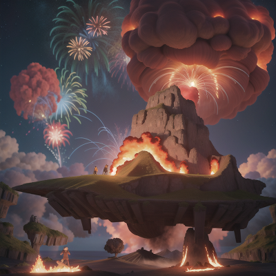 Image For Post Anime, volcanic eruption, submarine, ogre, fireworks, meteor shower, HD, 4K, AI Generated Art