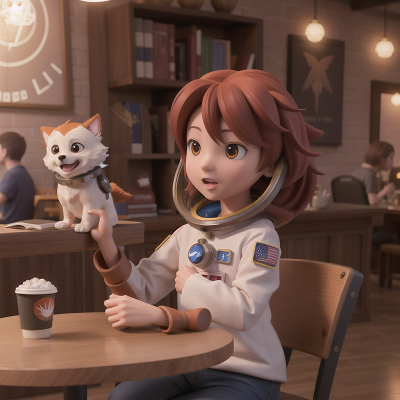 Image For Post Anime, book, phoenix, dog, coffee shop, astronaut, HD, 4K, AI Generated Art