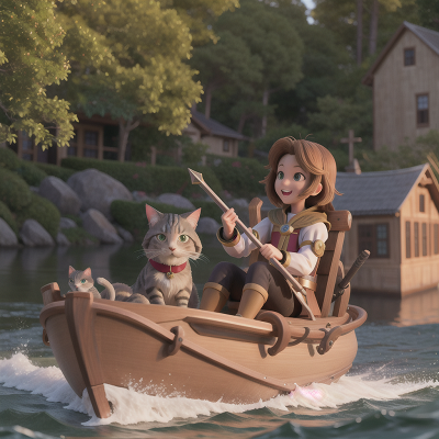 Image For Post Anime, knights, cat, success, boat, sled, HD, 4K, AI Generated Art