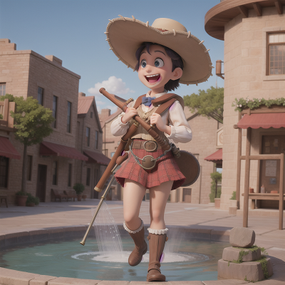 Image For Post Anime, telescope, bagpipes, laughter, wild west town, fountain, HD, 4K, AI Generated Art