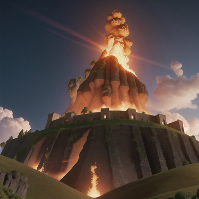 Image For Post Anime, castle, volcanic eruption, king, camera, forest, HD, 4K, AI Generated Art