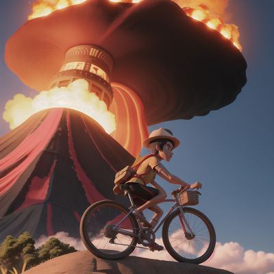 Image For Post Anime, volcano, pharaoh, bicycle, skyscraper, hat, HD, 4K, AI Generated Art