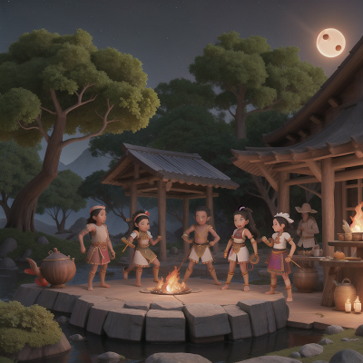 Image For Post Anime, tribal warriors, monkey, solar eclipse, seafood restaurant, witch's cauldron, HD, 4K, AI Generated Art