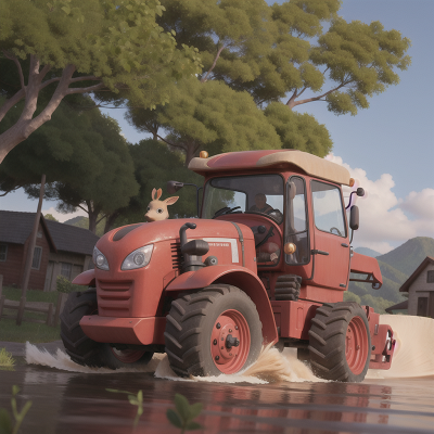 Image For Post Anime, surprise, tractor, kangaroo, village, tsunami, HD, 4K, AI Generated Art