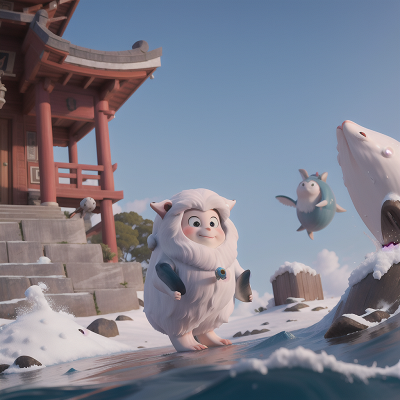 Image For Post Anime, yeti, whale, rabbit, bravery, temple, HD, 4K, AI Generated Art