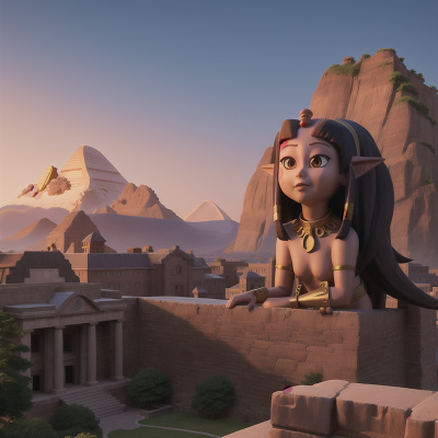 Image For Post Anime, teacher, demon, museum, sphinx, mountains, HD, 4K, AI Generated Art