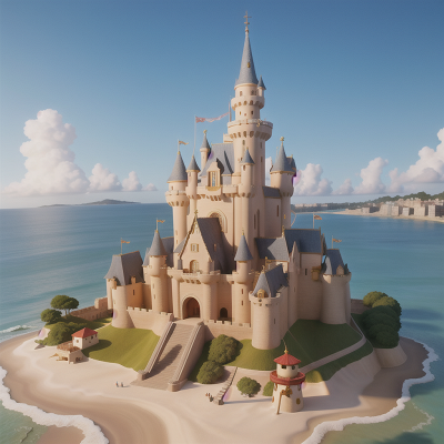 Image For Post Anime, ghost, treasure, beach, city, castle, HD, 4K, AI Generated Art