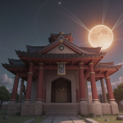 Image For Post Anime, solar eclipse, temple, museum, cursed amulet, shield, HD, 4K, AI Generated Art
