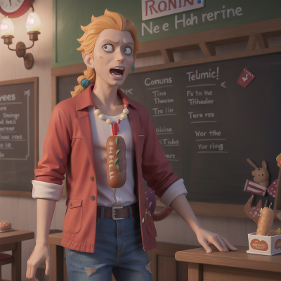 Image For Post Anime, king, hot dog stand, teacher, zombie, rainbow, HD, 4K, AI Generated Art